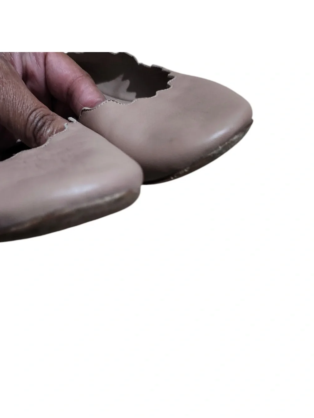 Chloe Scalloped Ballet Flats - Light Taupe